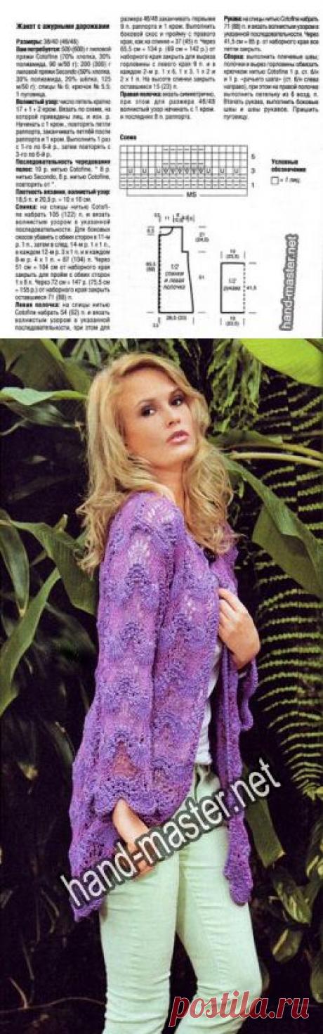 Жакет с ажурными дорожками | Вязание крючком & спицами