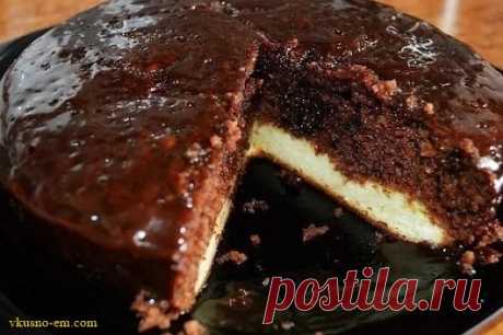 Шоколадный пирог с нежным творожным дном (в мультиварке) Очень вкусный пирог ...
