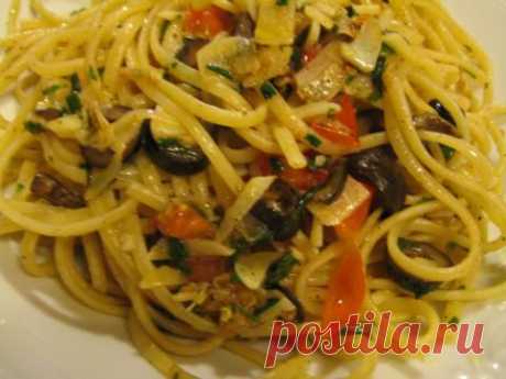 Лапша средиземноморская с лимоном и чесноком. | 4vkusa.ru