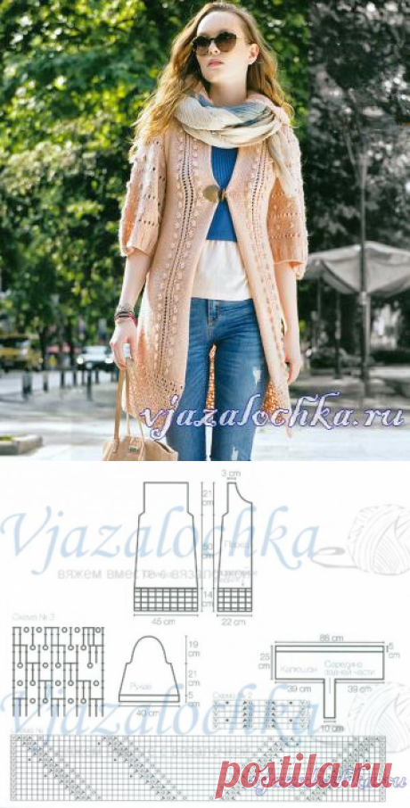 Кардиган - пальто спицами на весну (осень)