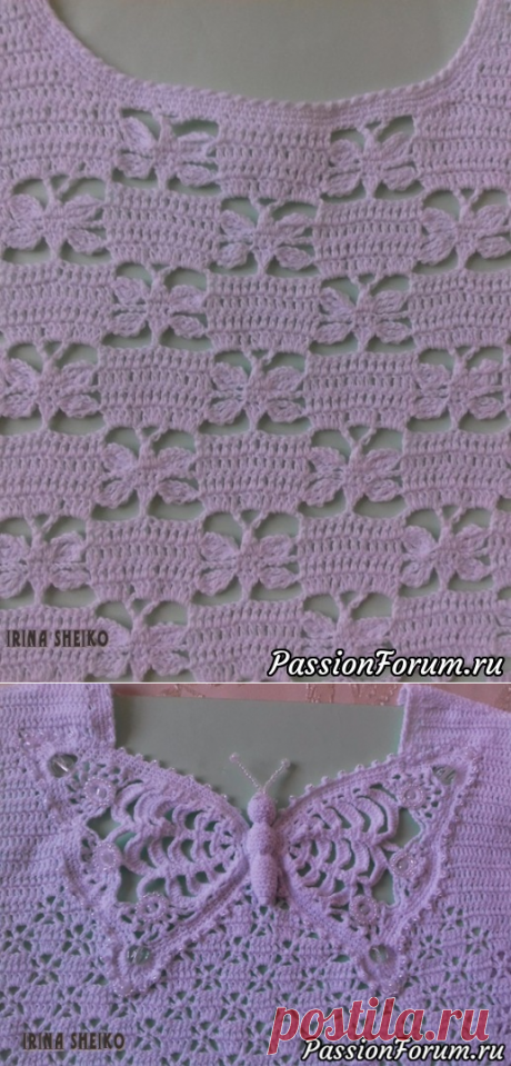 Детский топик "Бабочки" - запись пользователя Irina (Ирина) в сообществе Вязание крючком в категории Детская одежда крючком. Схемы