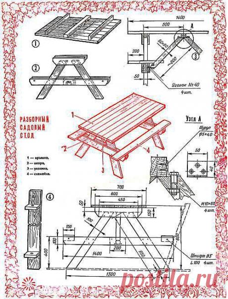 Садовая мебель: Складное кресло, Детский шезлонг, Разборный стол