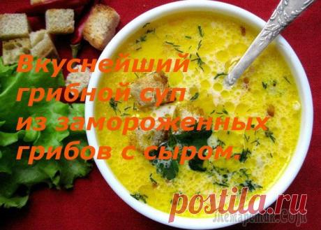 Грибной суп из замороженных грибов с сыром Грибной суп из замороженных грибов с плавленым сыром. Умопомрачительный вкус!Ингредиенты: 300г замороженных грибов, 1 луковица6 картофелин. 2 ст.л. плавленого жидкого сыра черный перец 2 ст.л. сливочн...