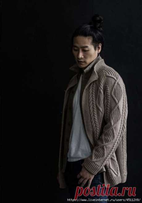 Мужской жакет спицами. МК