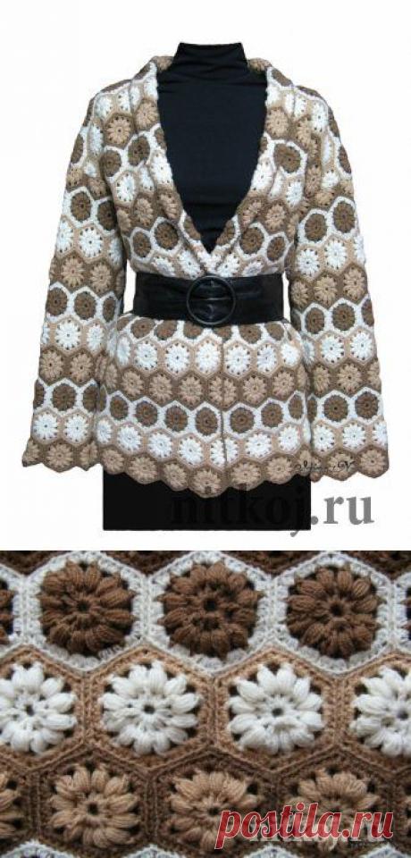 Шикарный кардиган крючком из мотивов » Ниткой - вязаные вещи для вашего дома, вязание крючком, вязание спицами, схемы вязания