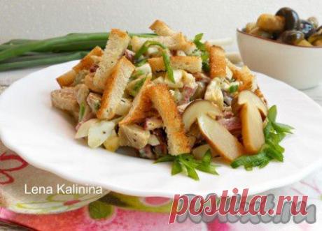 Салат с грибами и сухариками (рецепт с фото) | RUtxt.ru