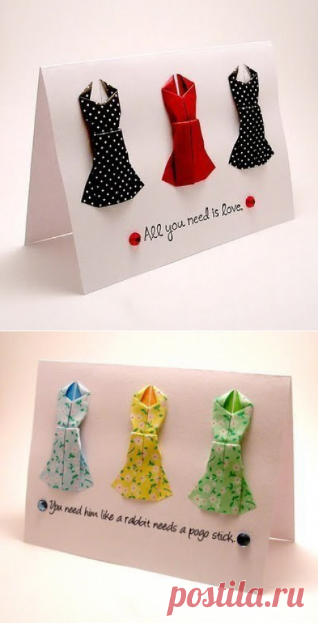 Открытки с платьями оригами — Сделай сам, идеи для творчества - DIY Ideas