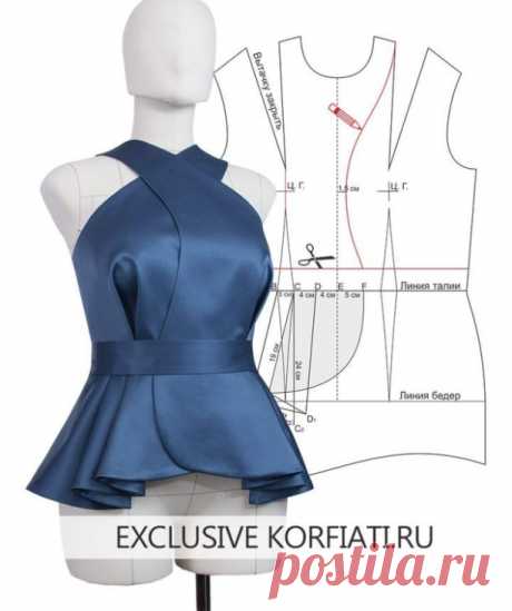 Моделируем выкройку блузки с открытой спиной и баской
https://korfiati.ru/2019/01/backless-blouse-pattern/
Современное определение понятия «блузка» достаточно обширно, — от базовых деловых моделей, до самых изысканных романтичных фасонов. Однако, есть очень оригинальные блузки, к которым можно отнести: модели с открытой спиной, с баской, с запахом…
Блузка, которую мы с вами смоделируем в этом уроке является поистине уникальной и объединяет в себе все вышеперечисленные ко...