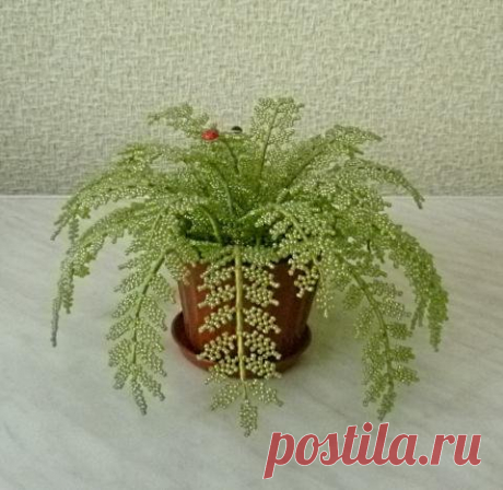 Веточки папоротника из бисера