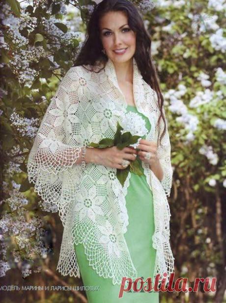 Вязаная шаль крючком из мотивов » Ниткой - вязаные вещи для вашего дома, вязание крючком, вязание спицами, схемы вязания