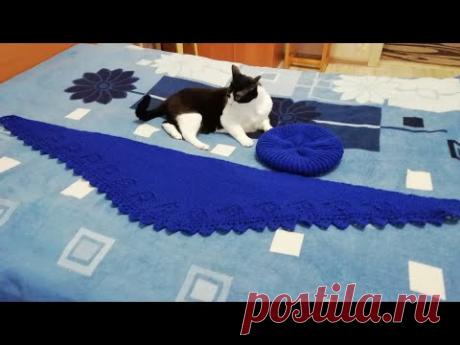 Бактус ажурными зубчиками спицами цельновязаный. Пряжа Ализе Ланаголд 100г-390м,полушерсть.#бактус