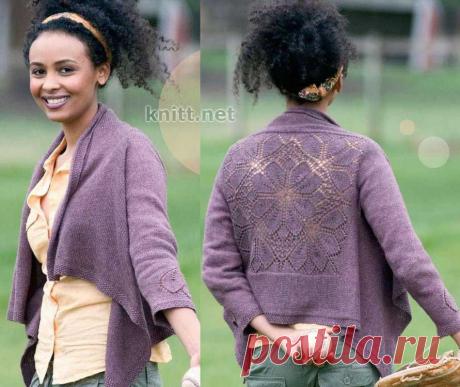 Вязаный кардиган Dahila с ажурным квадратом на спине | knitt.net | Все о вязании