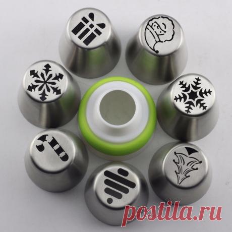 Mujiang 7 шт. Новогодние товары Стиль русский Кондитерские насадки Санта Клаус Снежинка Обледенение Трубопроводы Советы торт украшения выпечки Инструменты SL49 купить на AliExpress