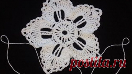 Урок 58.Красивый большой цветок крючком для ирландского кружева.Подробный М.К.