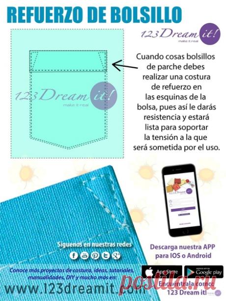 Шов для прочности, чтобы накладные карманы Для того, чтобы ваши накладные карманы рассчитанные на напряжение, которые будут подвергнуты здесь мы оставляем этот простой, но интересный Совет.