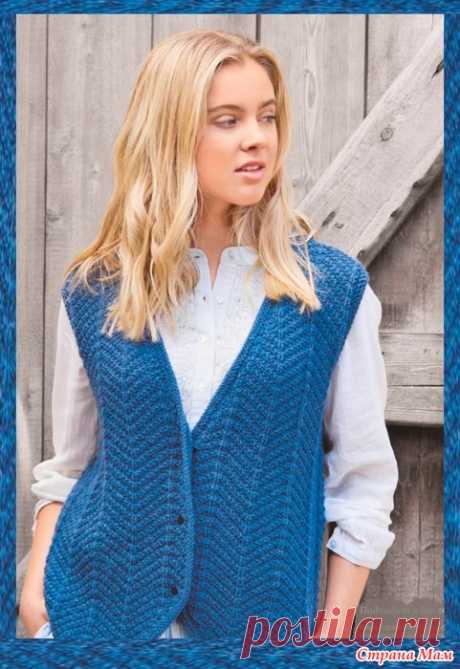 Два женских жилета спицами (описания) РАЗМЕРЫ: 32/34 (36/38, 40/42, 44/46 и 48/50) ИНСТРУМЕНТЫ И МАТЕРИАЛЫ: 300 (350/400/450/450) г зелёной (цв.