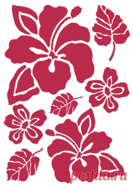 Трафарет пластиковый для росписи и декупажа Цветок гибискус Stamperia KSG64 купить