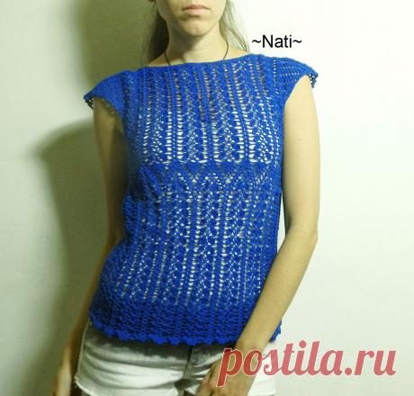 Синий ажурный топ.
Пряжа: Vita cotton PELICAN
Состав: 100% хлопок.
Познакомится подробнее с моим творчеством можно в моей группе: https://vk.com/vazanie_ot_nati
Другие фото этого топа по ссылке: