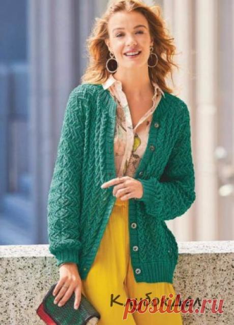 Изумрудный ажурный кардиган