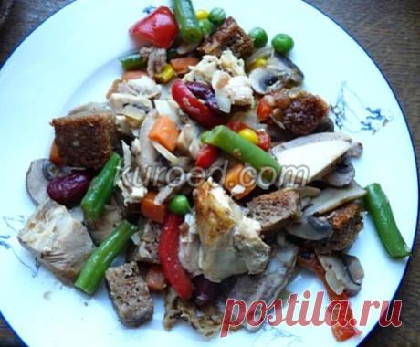 Зимнее рагу из овощей с печеной курицей и грибами. Рецепт пошаговый с фото
