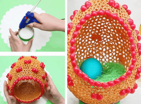 Милое, чудесное украшение из МАКАРОН к Пасхе