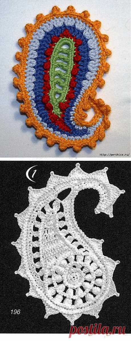 Схемы для вязания турецкого огурца в технике ирландского кружева.