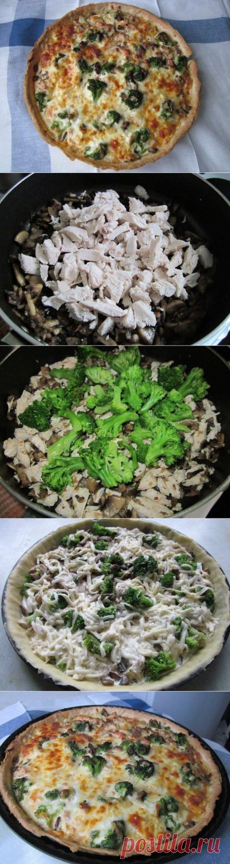 Как приготовить лоранский пирог с курицей, грибами и брокколи - рецепт, ингридиенты и фотографии