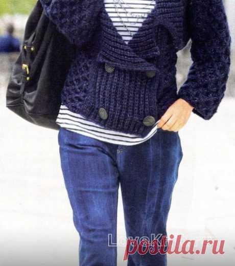 Жакет - блейзер с двумя рядами пуговиц схема спицами » Люблю Вязать