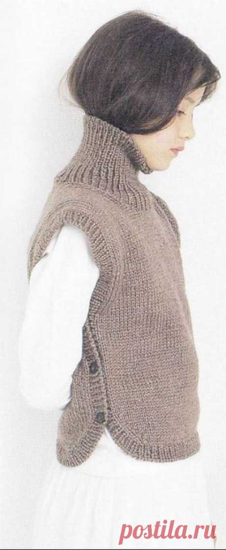 Отличная и ну очень простая безрукавка для девочки от наших японских коллег