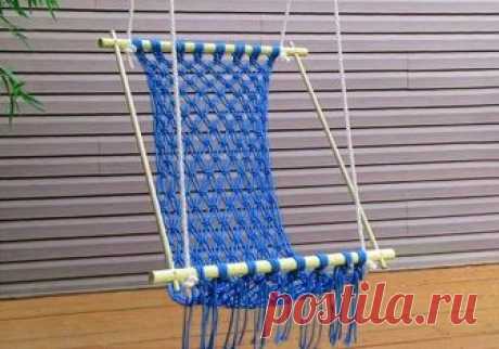 Плетеный гамак для дачи в технике макраме