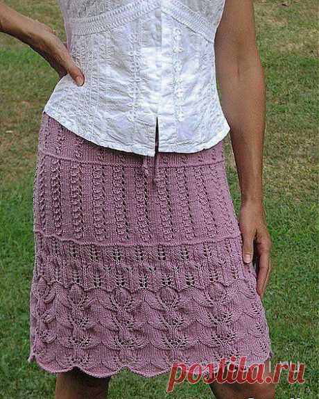 Ажурная многослойная юбка спицами.