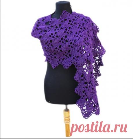 Как связать шаль крючком Шаль палантин ажурный с зубчиками