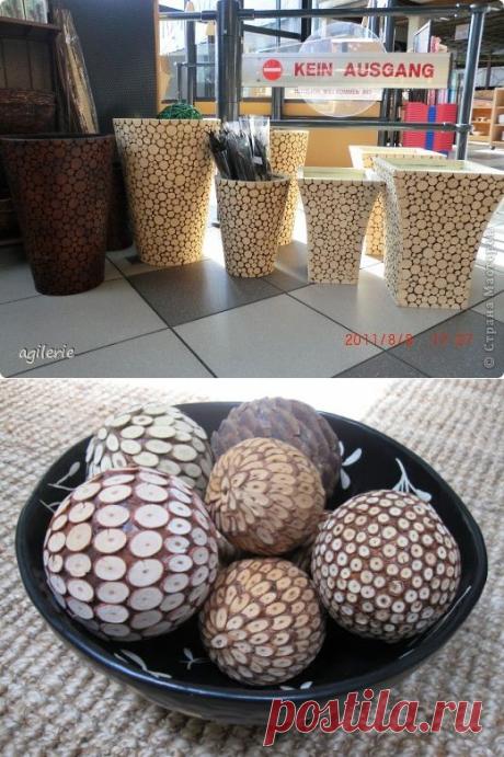 Цветы и идеи декора из спилов веточек.