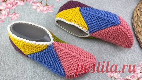 Связала такую красоту из остатков пряжи! Очень легко и быстро! СЛЕДКИ НА ДВУХ СПИЦАХ.