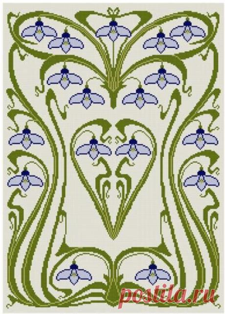 Art Nouveau Snow Drop Cross stitch pattern PDF