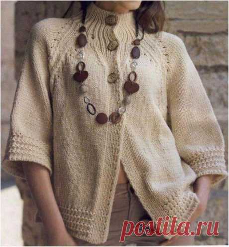 Вяжем стильный бежевый жакет