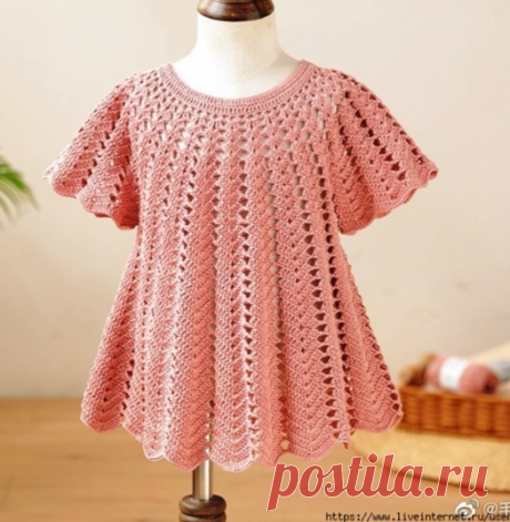 ДЕТСКИЙ ТОП - ТУНИКА С КРУГЛОЙ КОКЕТКОЙ. КРЮЧОК