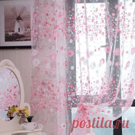 Charming Floral Scarf Sheer Voile Door Window Curtain Drape Panel Valances BJ4 | eBay