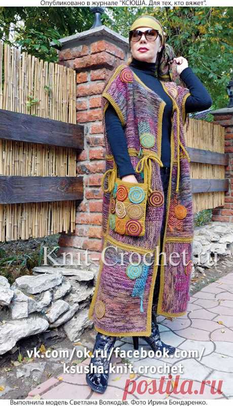 Пальто-жилет двусторонний «Палитра» спицами. - Пальто для женщин спицами - Вязание спицами - Каталог статей - Вязание спицами и крючком