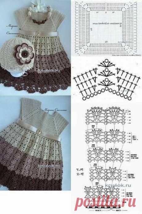 Куча схем платьев на девочек! Заходим , сохраняем , вяжем! | Руки не для скуки . | Яндекс Дзен