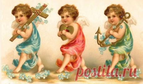 Викторианские открытки с изображениями ангелочков и эльфов (103 работ)