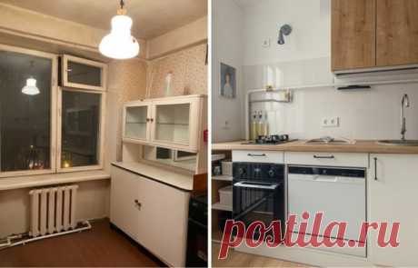 До и после: бюджетная переделка кухни в хрущевке 44 м² | INMYROOM | Дзен