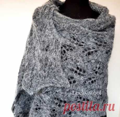 Вяжем палантин "Черный лебедь" спицами. Схема + описание + видео. | Вяжем с Татьяной LW | Яндекс Дзен