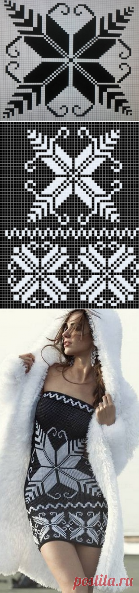 Схема снежинки спицами