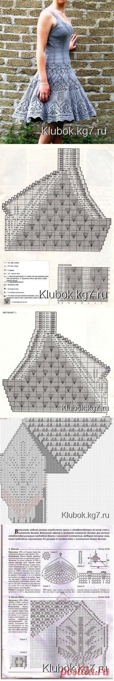 Разлетелись крылья лебедя - сарафан - платье спицами | Клубок