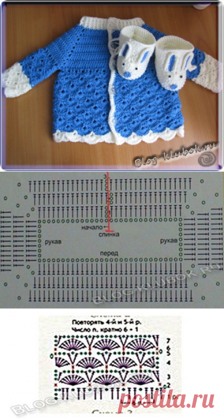 Кофточка крючком для малыша | Уроки вязания для начинающих бесплатно. Вязание спицами, крючком.
