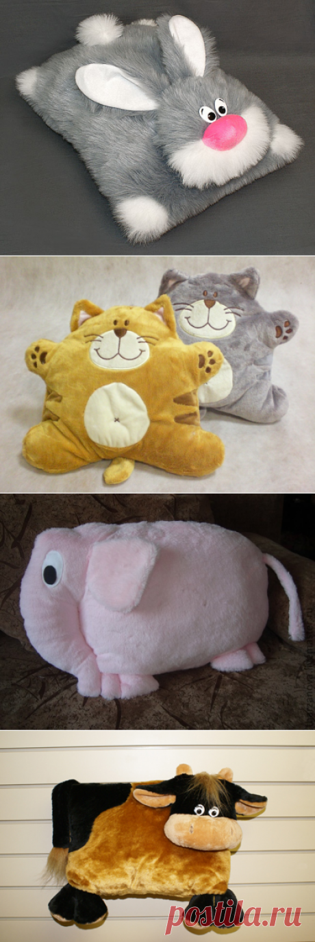 Пушистые подушки в виде животных, мастер-класс — Рукоделие