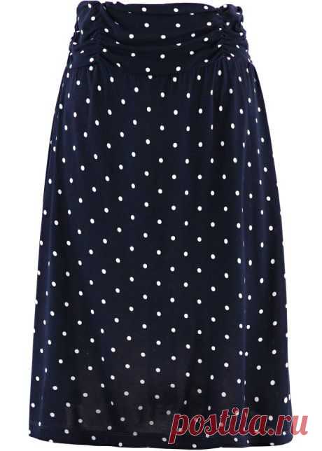 Трикотажная юбка с драпированным поясом темно-синий/белый в горошек - bpc bonprix collection - bonprix.kz