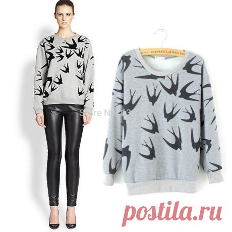 pullover dress Picture - More Detailed Picture about Fashion Women Flying Swallow Printing Long Sleeve Shirt Pullover Tops Free Shipping Picture in Hoodies & Sweatshirts from Aukey E-Business Co. Ltd | Aliexpress.com | Alibaba Group