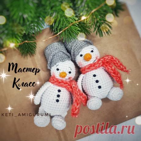 PDF Снеговик крючком. FREE crochet pattern; Аmigurumi toy patterns. Амигуруми схемы и описания на русском. Вязаные игрушки и поделки своими руками #amimore - снеговик к Новому году, маленький снеговичок с ведром на голове.